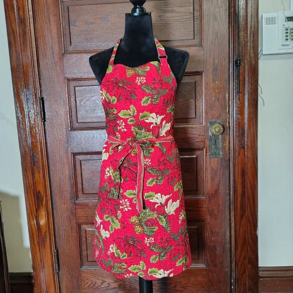 Quilted Grannycore Reversible Christmas 100% Cotton Apron/T511